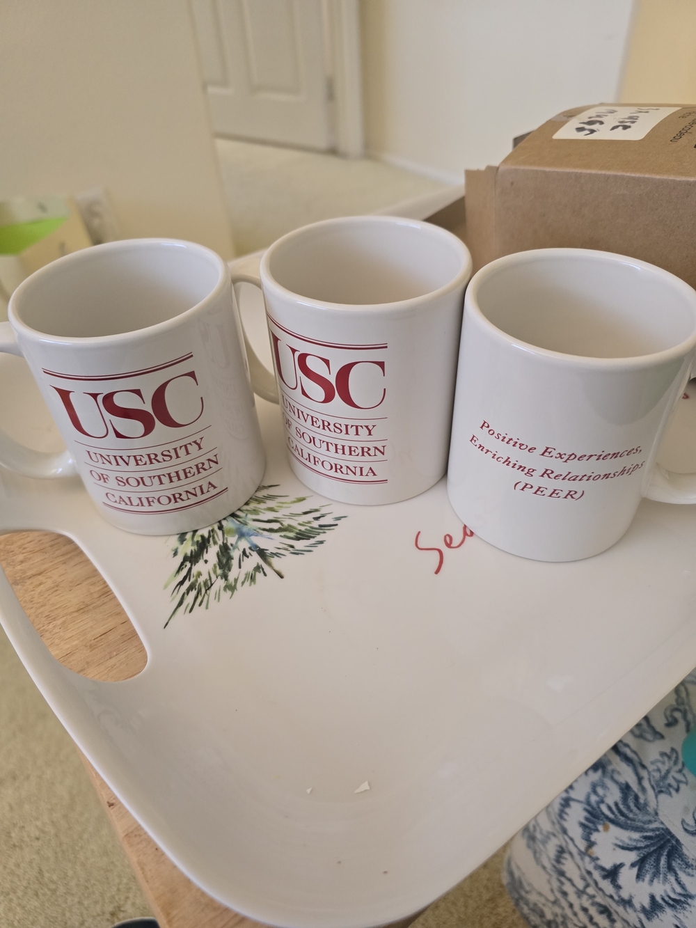 New USC White Ceramic Coffee Mug with Logo 3pcs
